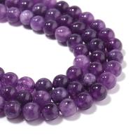 Einzelne Edelstein Perlen, Naturstein, rund, poliert, Imitation natürlicher Quarz & DIY, violett, Länge:38 cm, verkauft von Strang