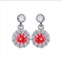 Cubic Zircon (CZ) Drop Earring, Zinc Alloy, Geometrical Pattern, plated, micro pave cubic zirconia & for woman, 15mm 