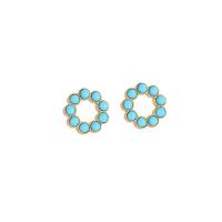 Turquoise Zinc Alloy Earring, with Synthetic Turquoise, Round, plated, for woman & hollow 12mm 