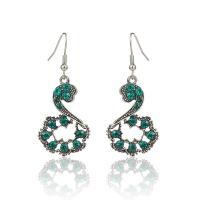 Zinc Alloy Rhinestone Drop Earring, Cloud, plated, for woman & with rhinestone & hollow 