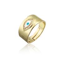 Цирконий Micro Pave Латунь палец кольцо, плакирован золотом, Регулируемый & инкрустированное микро кубического циркония & Женский & эмаль, внутренний диаметр:Приблизительно 17mm, продается PC