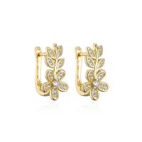 Cubic Zirconia Micro Pave Brass Earring, gold color plated, micro pave cubic zirconia & for woman 