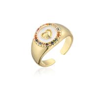 Cubic Zirconia Micro Pave Brass Finger Ring, gold color plated, Adjustable & micro pave cubic zirconia & for woman & enamel, Inner Approx 1.8mm 