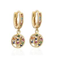 Cubic Zirconia Micro Pave Brass Earring, 18K gold plated, micro pave cubic zirconia & for woman 