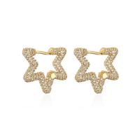 Cubic Zirconia Micro Pave Brass Earring, 18K gold plated, micro pave cubic zirconia & for woman 