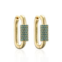 Cubic Zirconia Micro Pave Brass Earring, 18K gold plated, micro pave cubic zirconia & for woman 23mm 