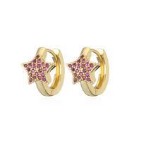Cubic Zirconia Micro Pave Brass Earring, 18K gold plated, micro pave cubic zirconia & for woman 15mm 