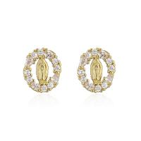 Cubic Zirconia Micro Pave Brass Earring, 18K gold plated, micro pave cubic zirconia & for woman & hollow 
