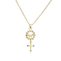 Cubic Zircon Micro Pave Brass Necklace, gold color plated, micro pave cubic zirconia & for woman Approx 17.72 Inch 