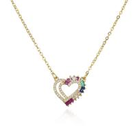 Cubic Zircon Micro Pave Brass Necklace, Unicorn, gold color plated, micro pave cubic zirconia & for woman Approx 17.72 Inch 