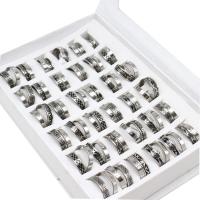 Anilo de dedo de acero inoxidable, unisexo & con diamantes de imitación, color mixto, 4mm, 36PCs/Caja, Vendido por Caja