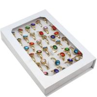 Anilo de dedo de acero inoxidable, para mujer & con diamantes de imitación, color mixto, 4mm, 36PCs/Caja, Vendido por Caja
