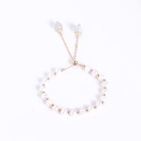 Cultured Freshwater Pearl Bracelets, with Moonstone & Stainless Steel, for woman, mixed colors cm 