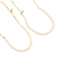 Freshwater Pearl Brass Necklace, with pearl, plated, fashion jewelry & for woman Inch 