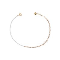 Süßwasserperlen Messing Halskette, mit Perlen, plattiert, Modeschmuck & für Frau, 3mm, Länge:18.15 ZollInch, verkauft von PC