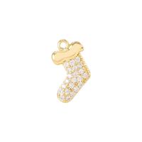 Cubic Zirconia Micro Pave Brass Pendant, Christmas Sock, plated, Christmas Design & fashion jewelry & micro pave cubic zirconia & for woman 
