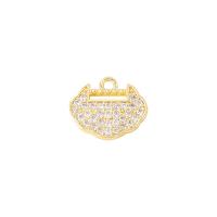Cubic Zirconia Micro Pave Brass Pendant, Longevity Lock, plated, Christmas Design & fashion jewelry & micro pave cubic zirconia & for woman, golden 