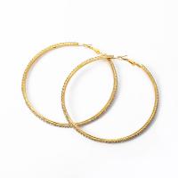 Zinc Alloy Rhinestone Hoop Earring, plated, fashion jewelry & for woman & with rhinestone, golden 