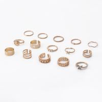 Zink-Legierung Ring Set, Zinklegierung, plattiert, 15 Stück & Modeschmuck & für Frau & mit Strass, goldfarben, verkauft von setzen