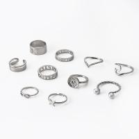 Zink-Legierung Ring Set, Zinklegierung, mit ABS-Kunststoff-Perlen, plattiert, 10 Stück & Modeschmuck & für Frau, originale Farbe, verkauft von setzen