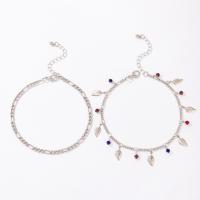 Zinc Alloy Anklet, anklet, 2 pieces & fashion jewelry & with rhinestone 