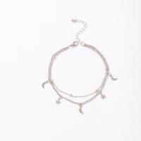 Zinc Alloy Anklet, Moon and Star, Double Layer & fashion jewelry 