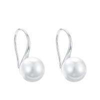 Ohrring aus Kunststoff, Messing, mit Kunststoff Perlen, rund, plattiert, Koreanischen Stil & für Frau, keine, 8x16mm, verkauft von Paar