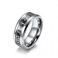 Stainless Steel Finger Ring, with Carbon Fibre, plated, Unisex & with letter pattern 8mm, US Ring 