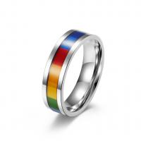 Titanium Steel Finger Ring, Rainbow, plated, Unisex 6mm, US Ring 