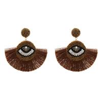 Fashion Tassel Earring, Zinc Alloy, with Seedbead & Polyester, plated, fashion jewelry & with eye pattern & for woman 
