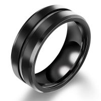 Anillo de dedo de acero Titanium de, Partículas de acero, diverso tamaño para la opción & para hombre, Negro, 8mm, Vendido por UD