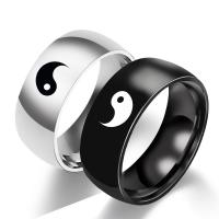 Stainless Steel Finger Ring, plated, ying yang & Unisex 8mm 