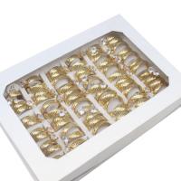 ラインス トーンのステンレス鋼の指リング, ステンレス, 女性用 & ライン石のある, 金色, 6mm, 36パソコン/ボックス, 売り手 ボックス