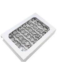 Anilo de dedo de acero inoxidable, para mujer & con diamantes de imitación, plateado, 6mm, 36PCs/Caja, Vendido por Caja
