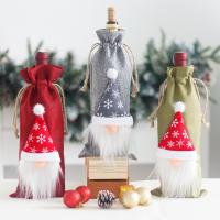 Lino Cubierta de la botella de vino, con Cáñamo, Polvo & Diseño de Navidad, más colores para la opción, Vendido por UD