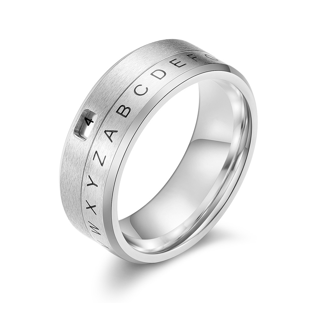 Titanium Steel Finger Ring, plated, rotatable & Unisex & different size for choice & with letter pattern, more colors for choice, 5mm, US Ring Size:7-11, Sold By PC