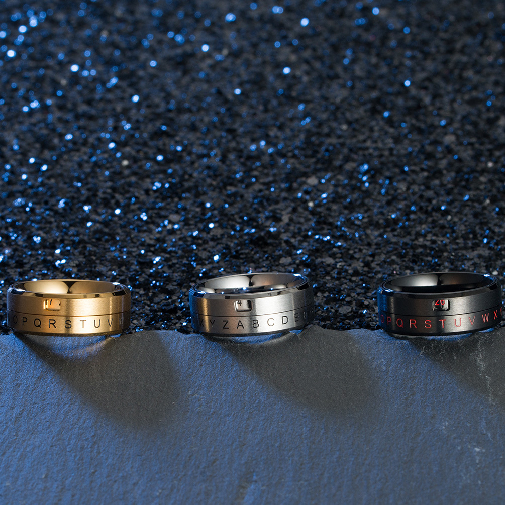 Титан Сталь палец кольцо, титан, Другое покрытие, вращающийся & Мужская & разный размер для выбора & с письмо узором, Много цветов для выбора, 5mm, размер:7-11, продается PC