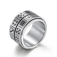 Titanium Steel Finger Ring, Dice, rotatable & Unisex original color, 14mm, US Ring 