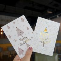 Paper Christmas Card, Rectangle, 4 pieces & mixed pattern & for woman & gold accent, multi-colored 