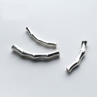 925 Sterling Silver Curved Tube Beads, Bamboo silver color 