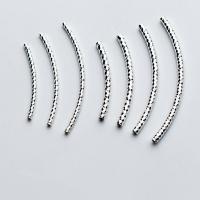 925 Sterling Silver Curved Tube Beads silver color 