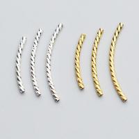 925 Sterling Silver Curved Tube Beads, plated 