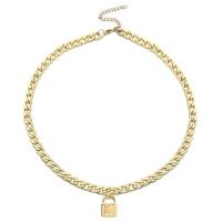 Stainless Steel Jewelry Necklace, with 1.97inch extender chain, Lock, plated, for woman .72 Inch 