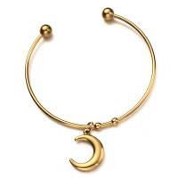 Stainless Steel Cuff Bangle, Moon, plated, for woman Inner Approx 65mm 