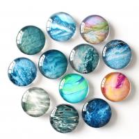 Стеклянный Магнитные кнопки, Круглая, ювелирные изделия драгоценный камень раз, Много цветов для выбора, 30mm, продается PC