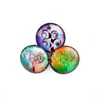 Стеклянный Магнитные кнопки, Круглая, дерево дизайн жизни & ювелирные изделия драгоценный камень раз, Много цветов для выбора, продается PC