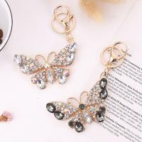 Zinc Alloy Key Clasp, Butterfly, plated, Unisex & with rhinestone 
