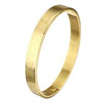 Stainless Steel Bangle, Round, fashion jewelry & DIY, golden, 8mm,64*53mm 