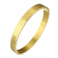 Stainless Steel Bangle, Round, fashion jewelry & for woman, golden, 8mm,64*52mm 