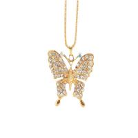 Rhinestone Zinc Alloy Necklace, with 1.96inch extender chain, Butterfly, gold color plated, for woman & with rhinestone Approx 23.6 Inch 